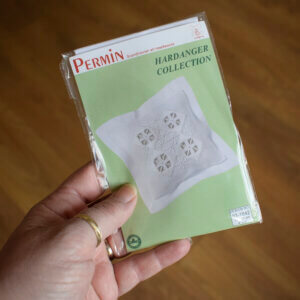 Hardanger Pincushion Kit - White with 4-Diamond Pattern - Permin - Sewing Gift