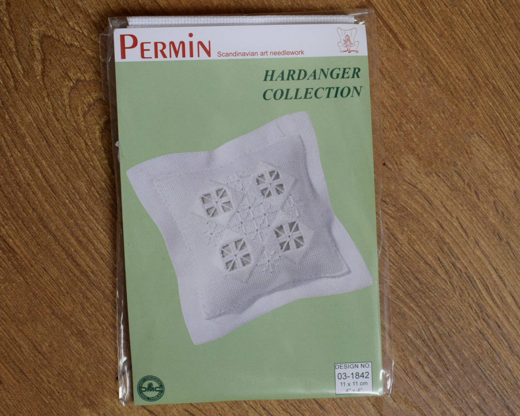 Hardanger Pincushion Kit - White with 4-Diamond Pattern - Permin - Sewing Gift - Image 2