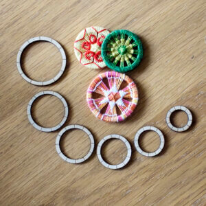 Wooden Button Mould Rings - Pack of 6 Assorted Sizes with Guide Lines - For Dorset Buttons (Zwirnknopfe)