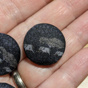 Handmade Buttons - Elephants on Dark Grey - 22mm Recycled Tie on Metal Shank