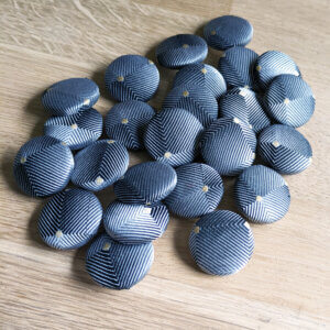 Handmade Button - 22mm B&W Gold Herringbone - Recycled Tie on Metal Shank