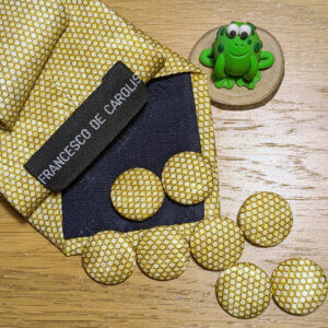 Handmade Button - 22mm Gold Honeycomb Pattern - Recycled Tie on Metal Shank