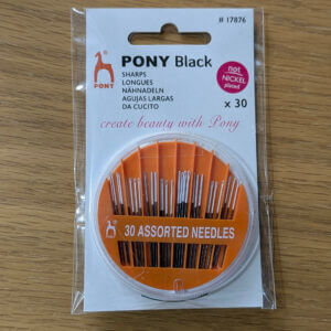 Sharps Hand Sewing Needles -  Pony Black Nickel Free - 30 pcs in Compact Case - Assorted Sizes