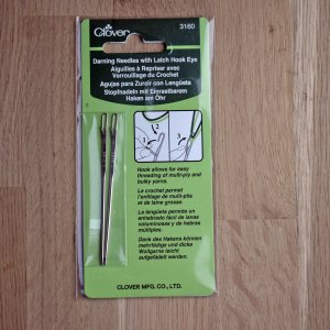 Clover Darning Needles with Latch Hook Eye – Steel – For Knitting Repairs & Finishing