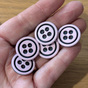 Buttons - 2-Tone Indent Pink & Black - 22mm 4-Hole - Pack of 5