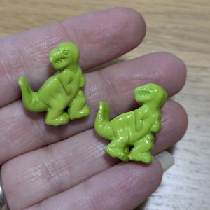 T-Rex Dinosaur Buttons – Green – 25 mm Shank – Set of 2