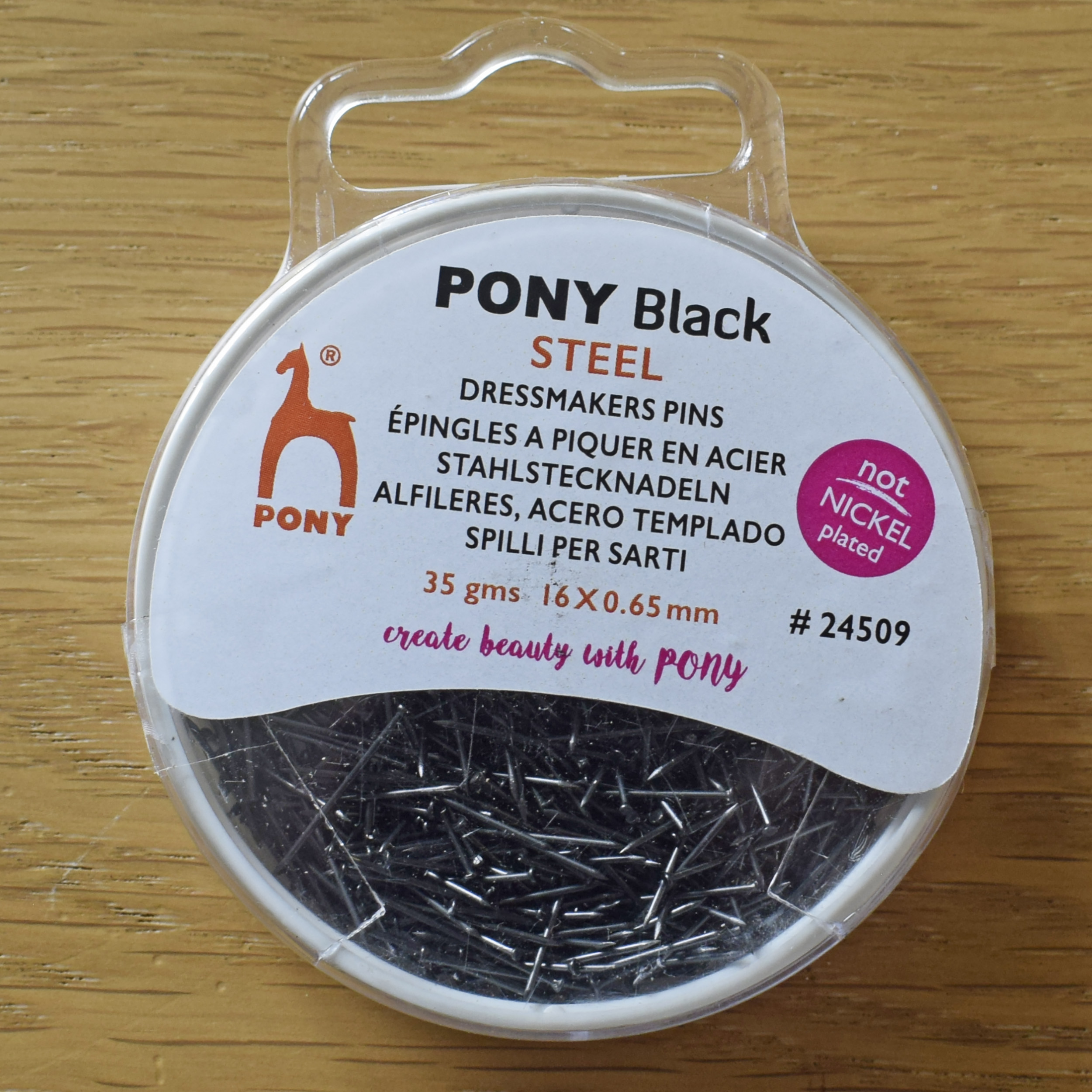 Pony Black Dressmakers Pins – 16 mm × 0.65 mm – 35 g Box – Nickel-Free - Image 2