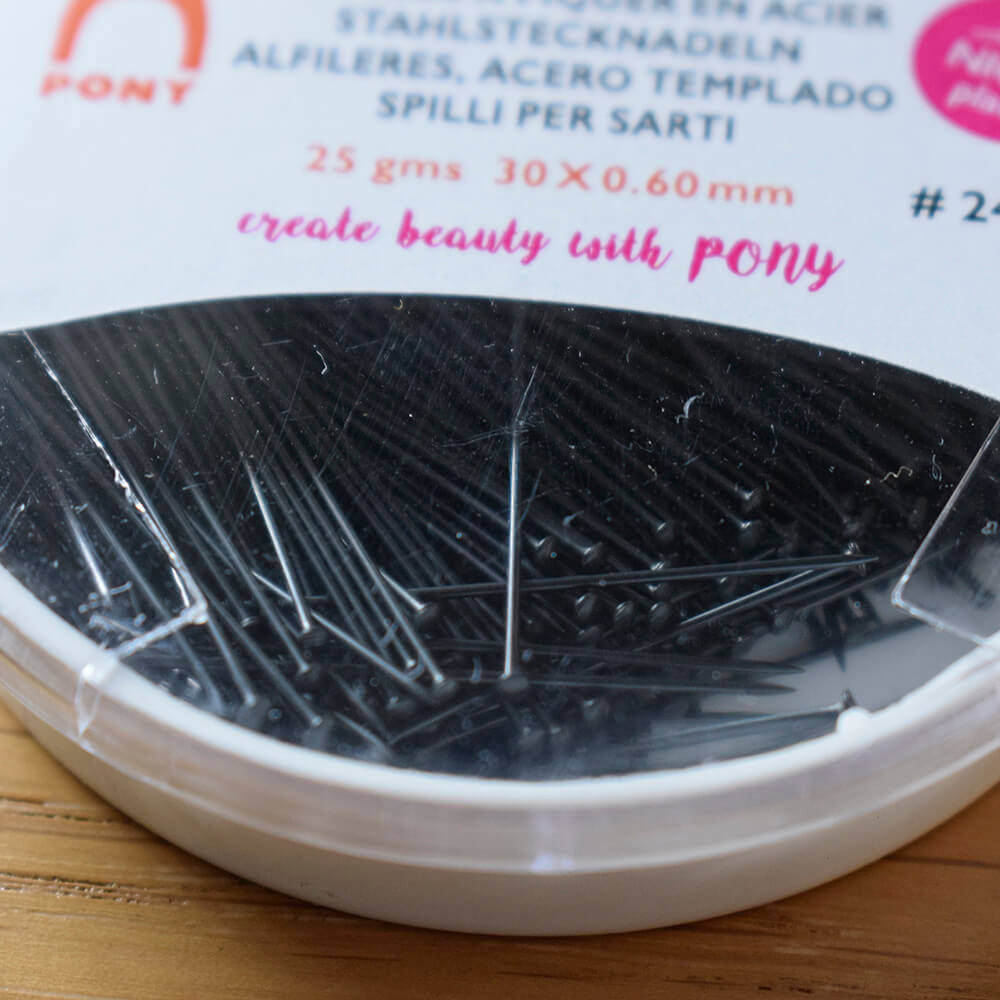 Dressmakers Pins - Pony Black Nickel Free - 30mm x 0.6mm - Storage Box - Image 2