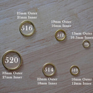 Hollow Brass Metal Rings Pack of 10 - Dorset Button, Sew-on Curtain Rings