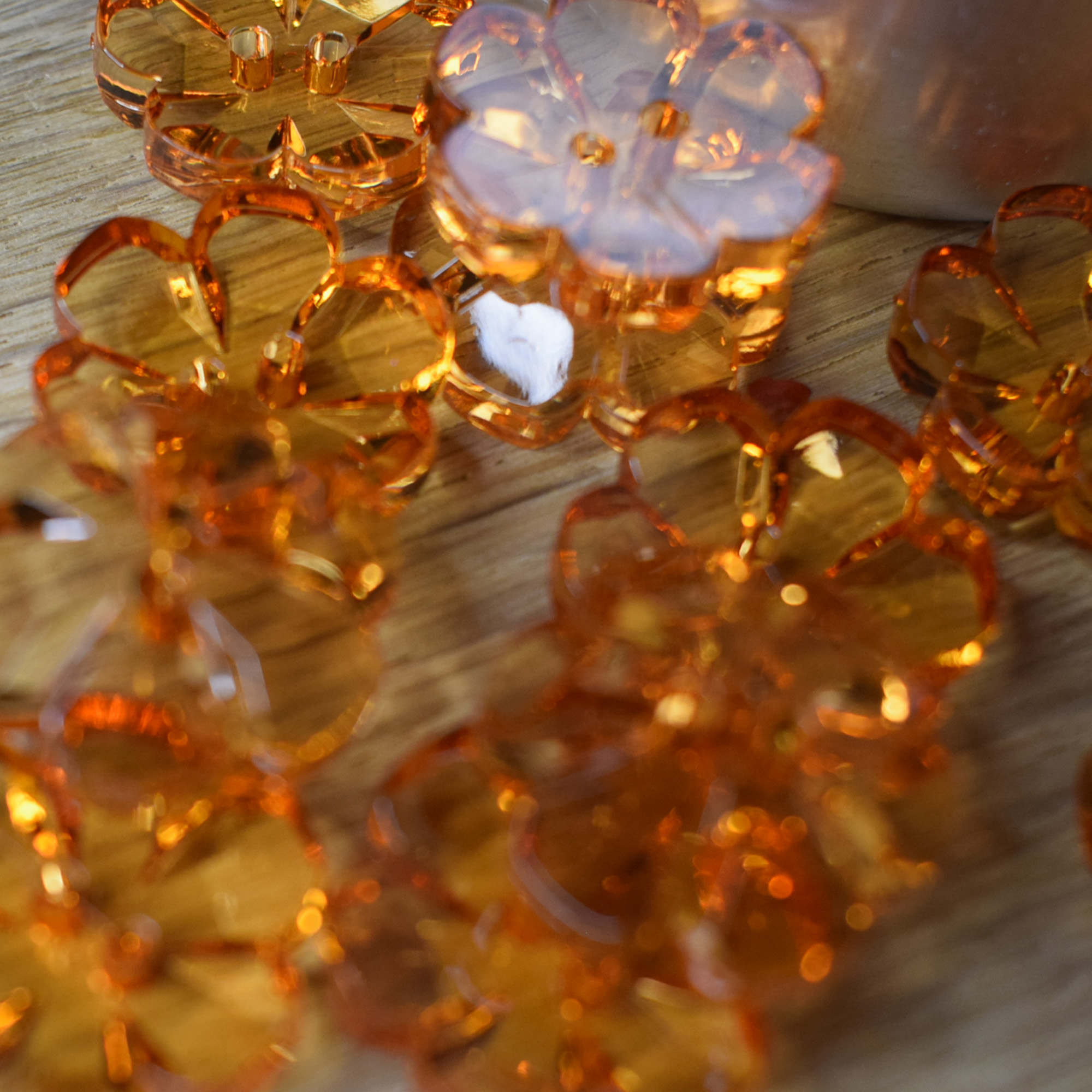 Flower Buttons - Orange Amber - Pack of 5 - 21mm 2-Hole Acrylic - Image 6