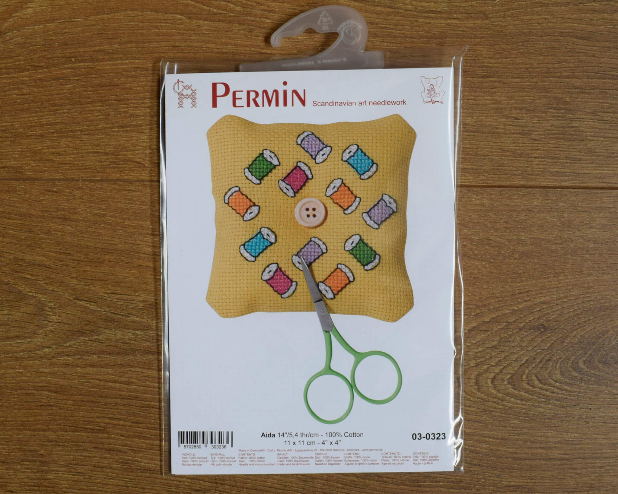 Cross Stitch Pincushion Kit - Bobbins Design by Permin - Beginner - Image 2