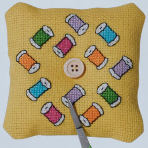 Cross Stitch Pincushion Kit - Bobbins Design by Permin - Beginner