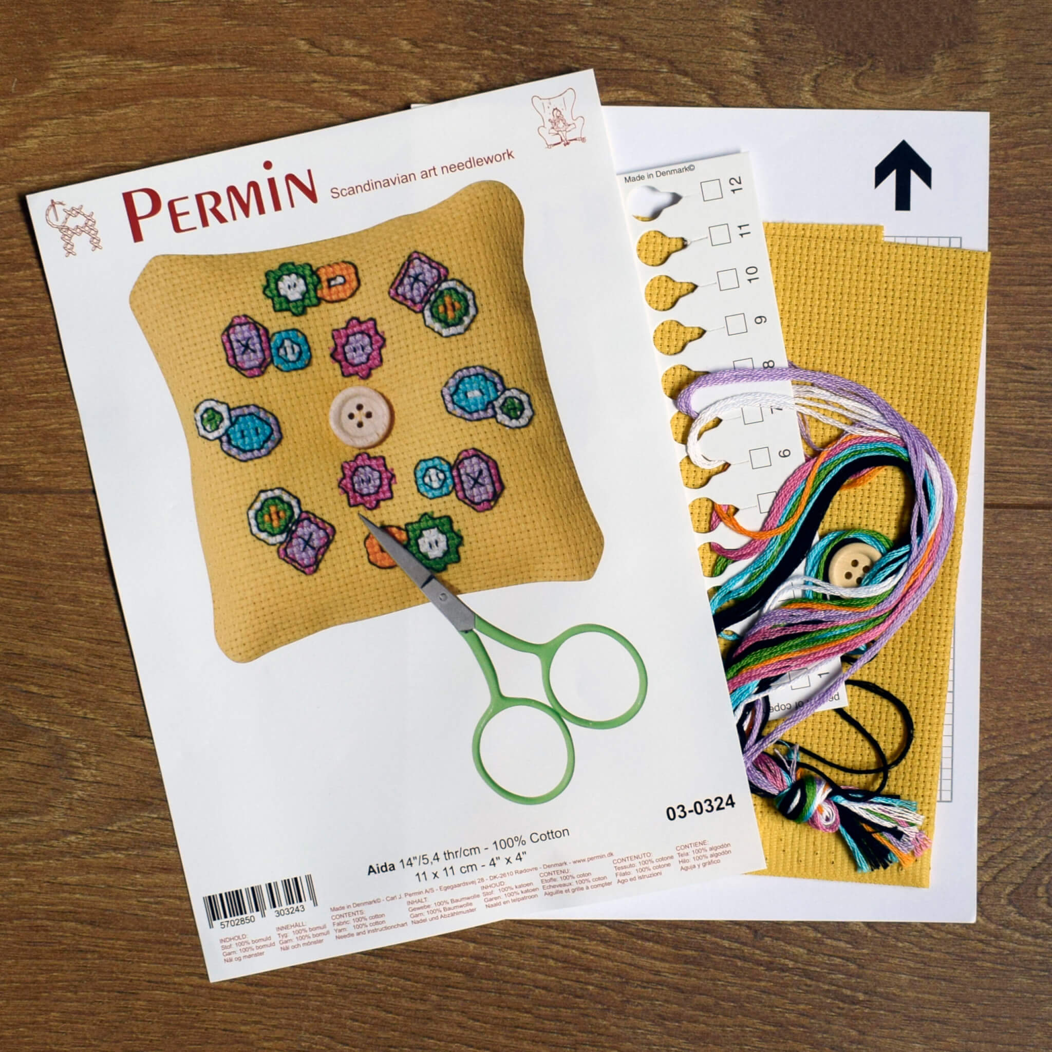 Cross Stitch Pincushion Kit - Button Design by Permin - Beginner - Image 5