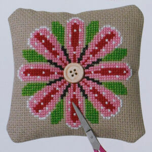 Cross Stitch Pincushion Kit - Folk Art Daisy by Permin - Beginner