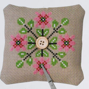 Cross Stitch Pincushion Kit - Folk Art Floral by Permin - Beginner