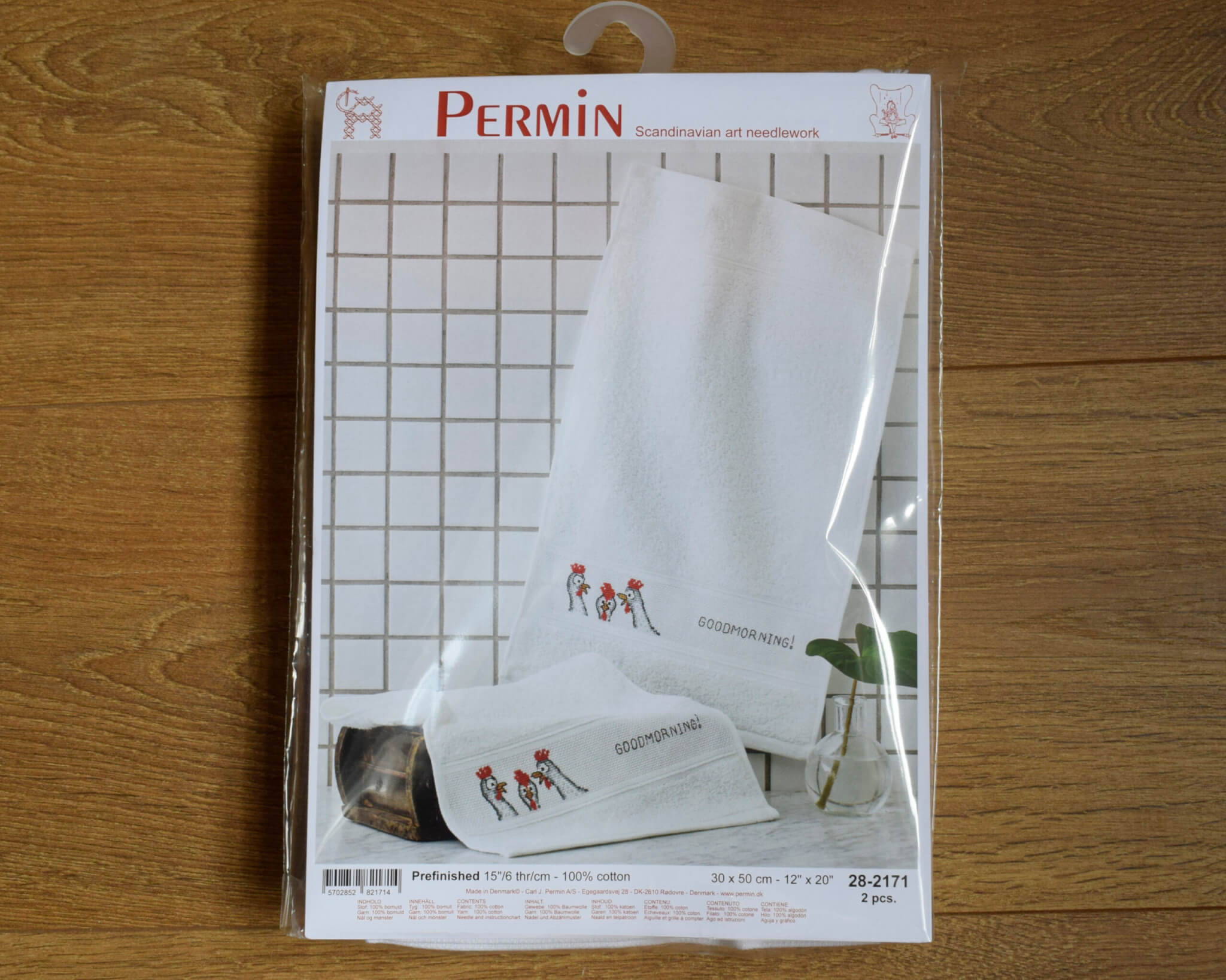 Cross Stitch Guest Towels Kit - Chicken Design by Permin - Beginner - Image 2
