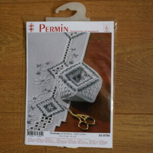 Hardanger Pincushion Kit - Grey & White - Permin - Sewing Gift
