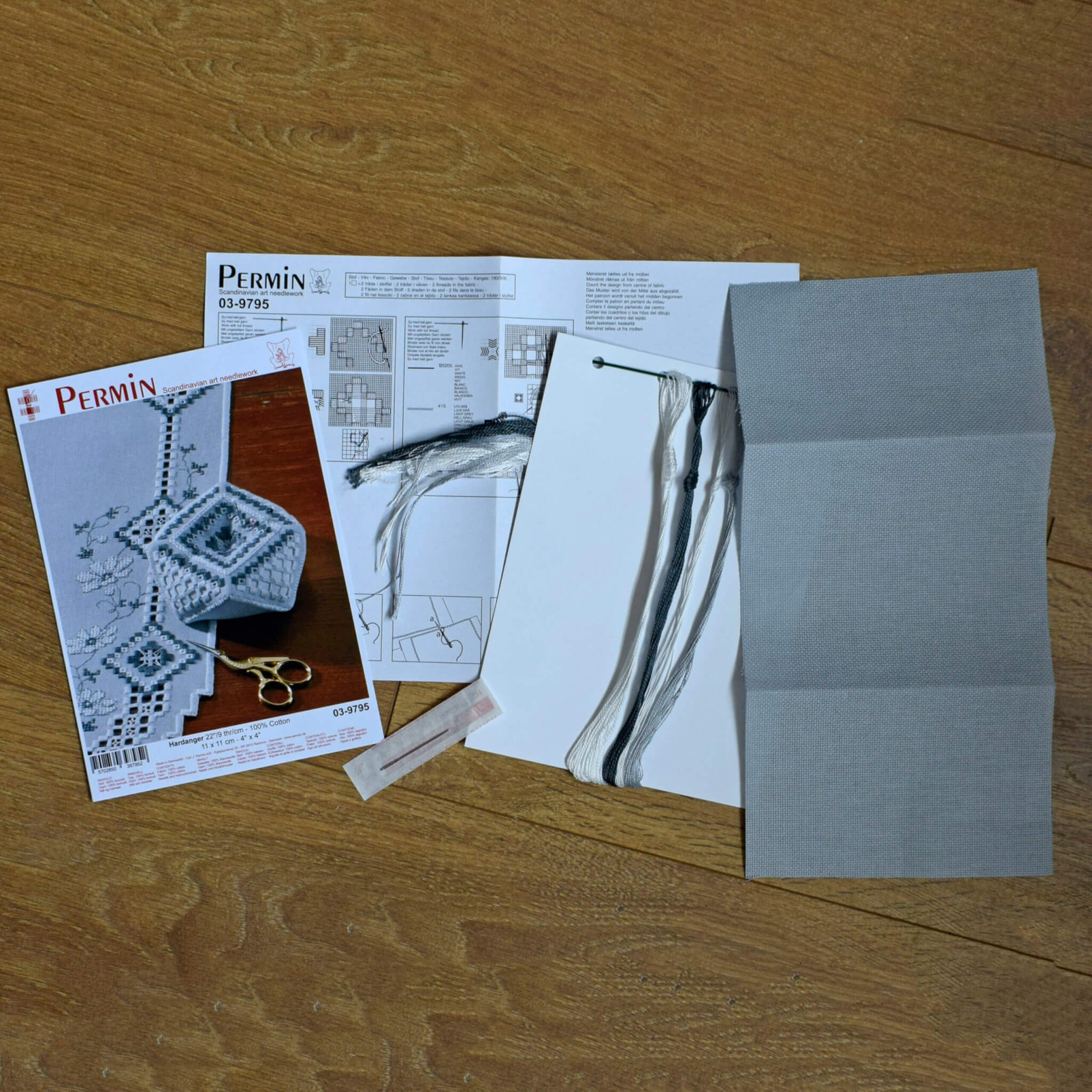 Hardanger Pincushion Kit - Grey & White - Permin - Sewing Gift - Image 4