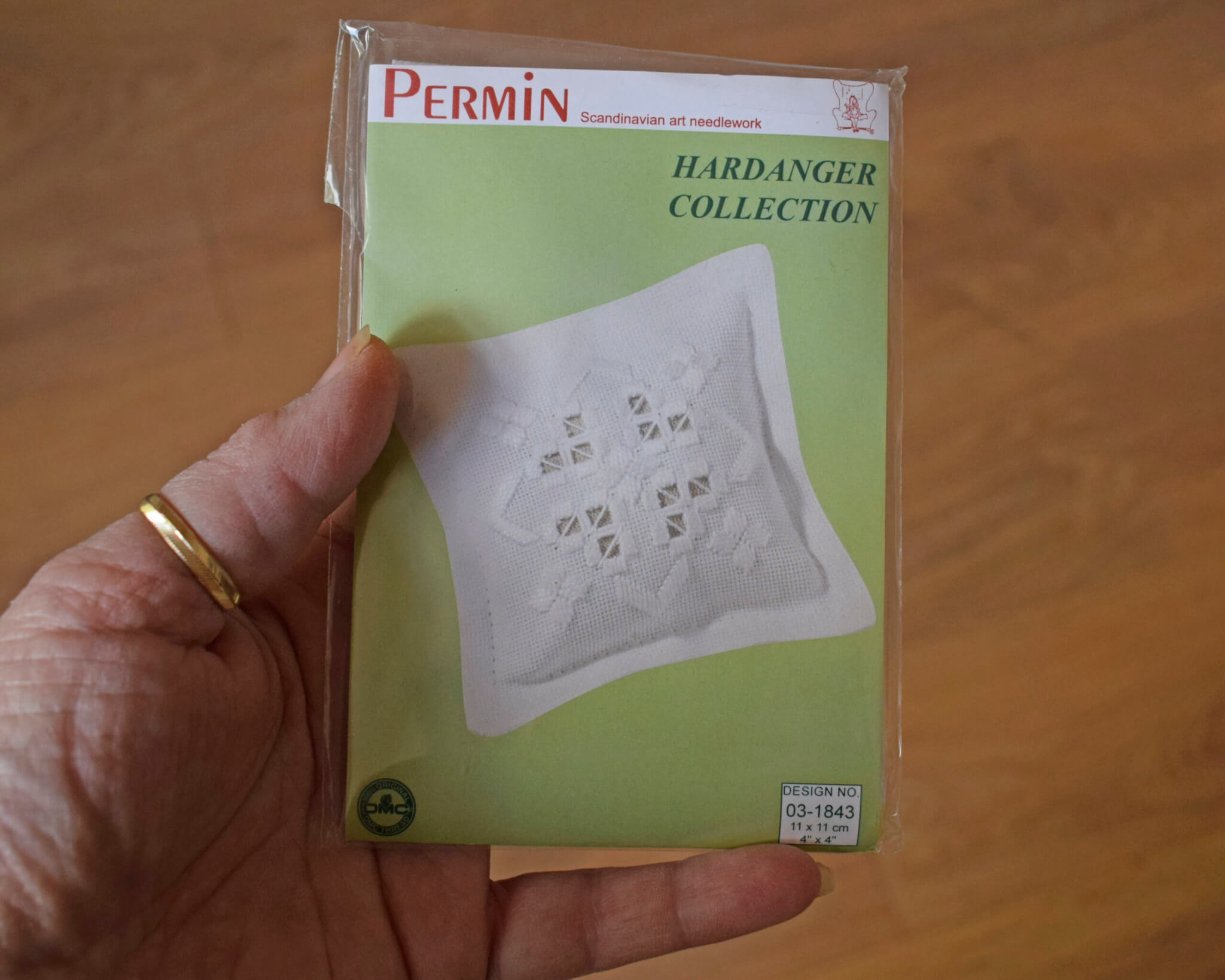 Hardanger Pincushion Kit - White Pattern - Permin - Sewing Gift