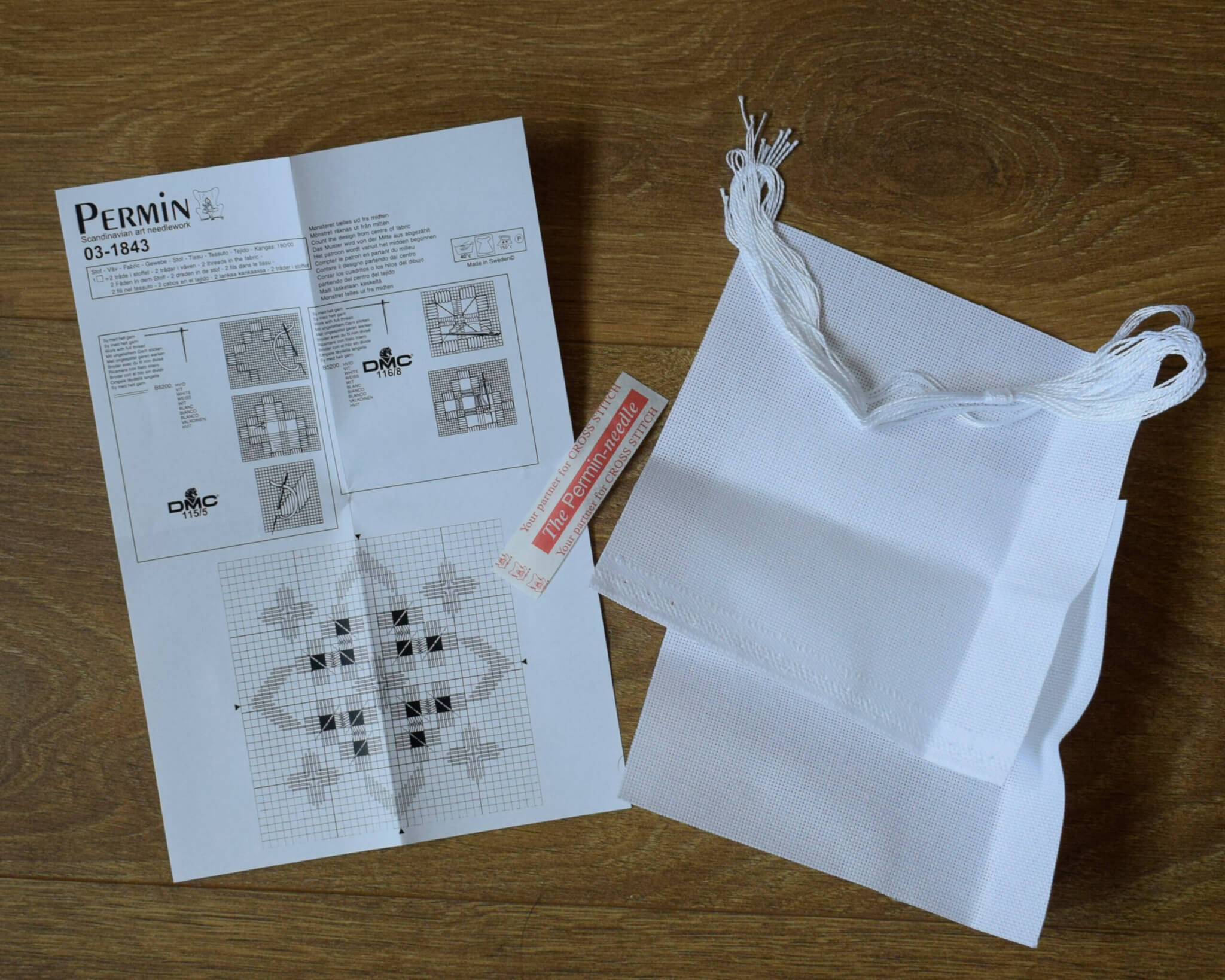 Hardanger Pincushion Kit - White Pattern - Permin - Sewing Gift - Image 2