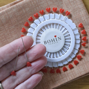 Dressmaker Pins - Red Heart Plastic Heads - Bohin France - 38mm Wheel of 30