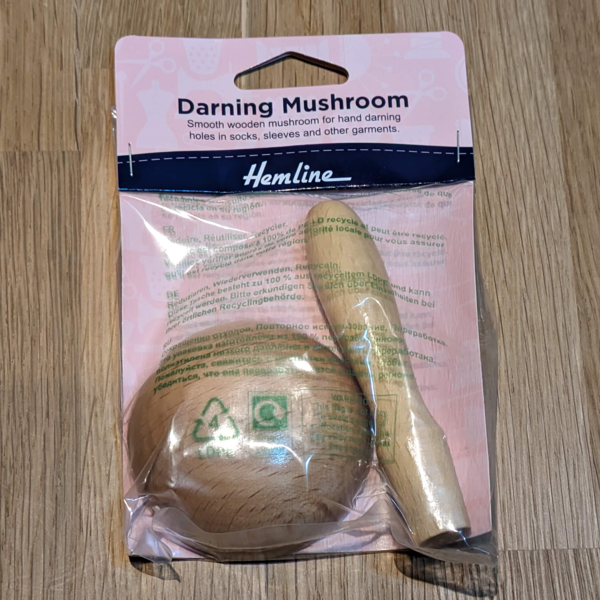 Darning Mushroom – Hemline – Natural Wood – For Hand Darning Garments - Image 2
