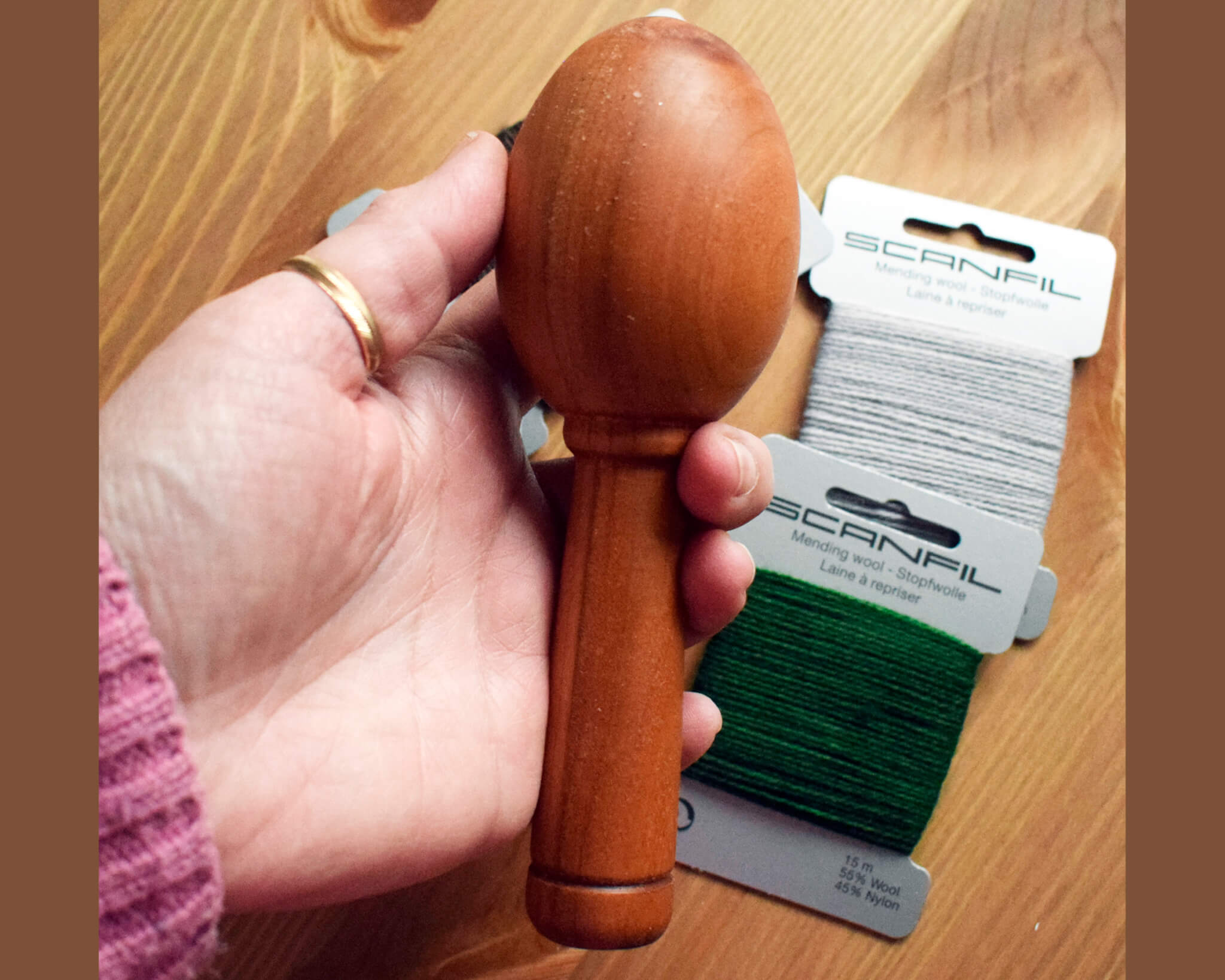 Darning Egg with Handle | Handmade from Recycled Hardwood (Oak, Beech or Teak) | Hand-Turned