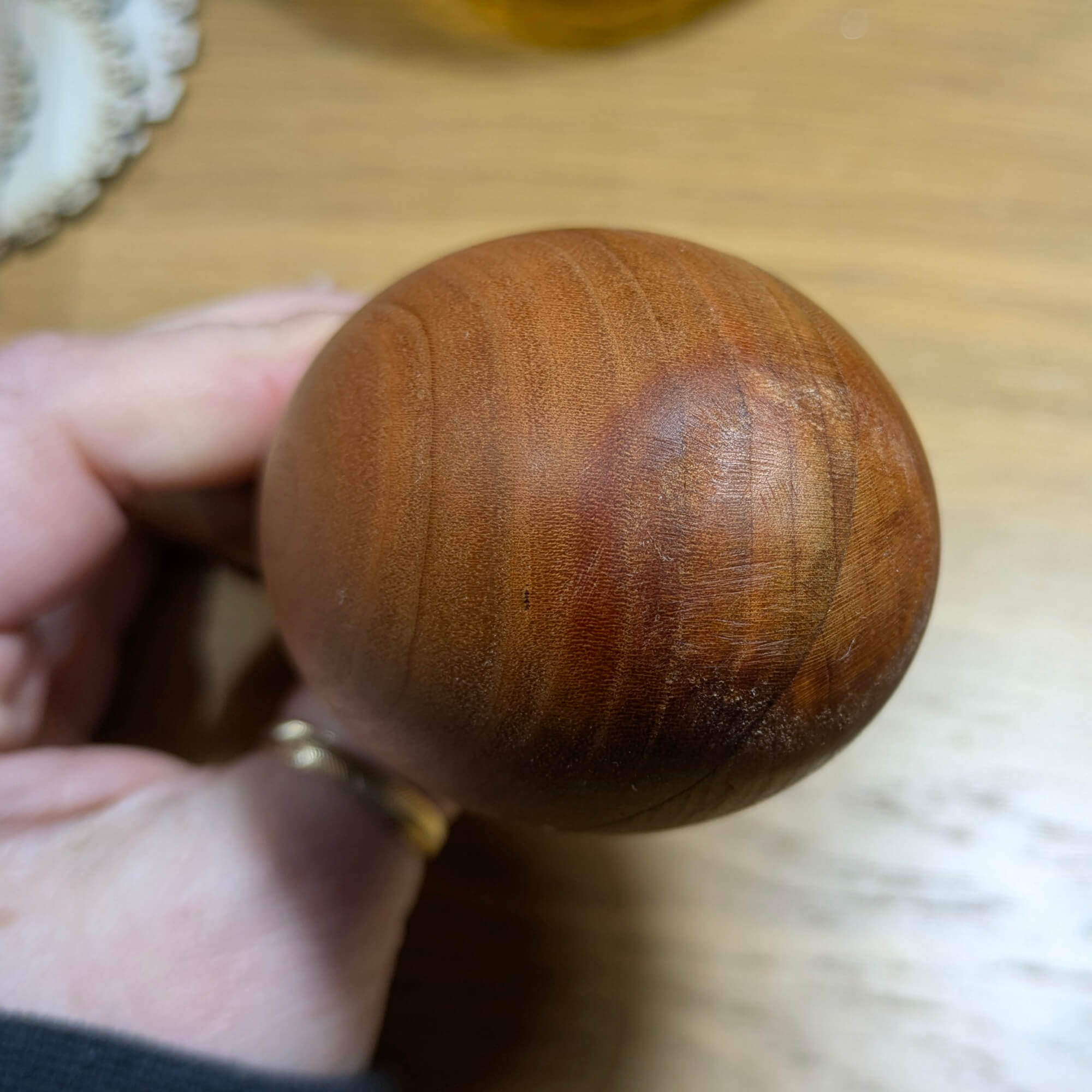 Darning Egg with Handle | Handmade from Recycled Hardwood (Oak, Beech or Teak) | Hand-Turned - Image 4