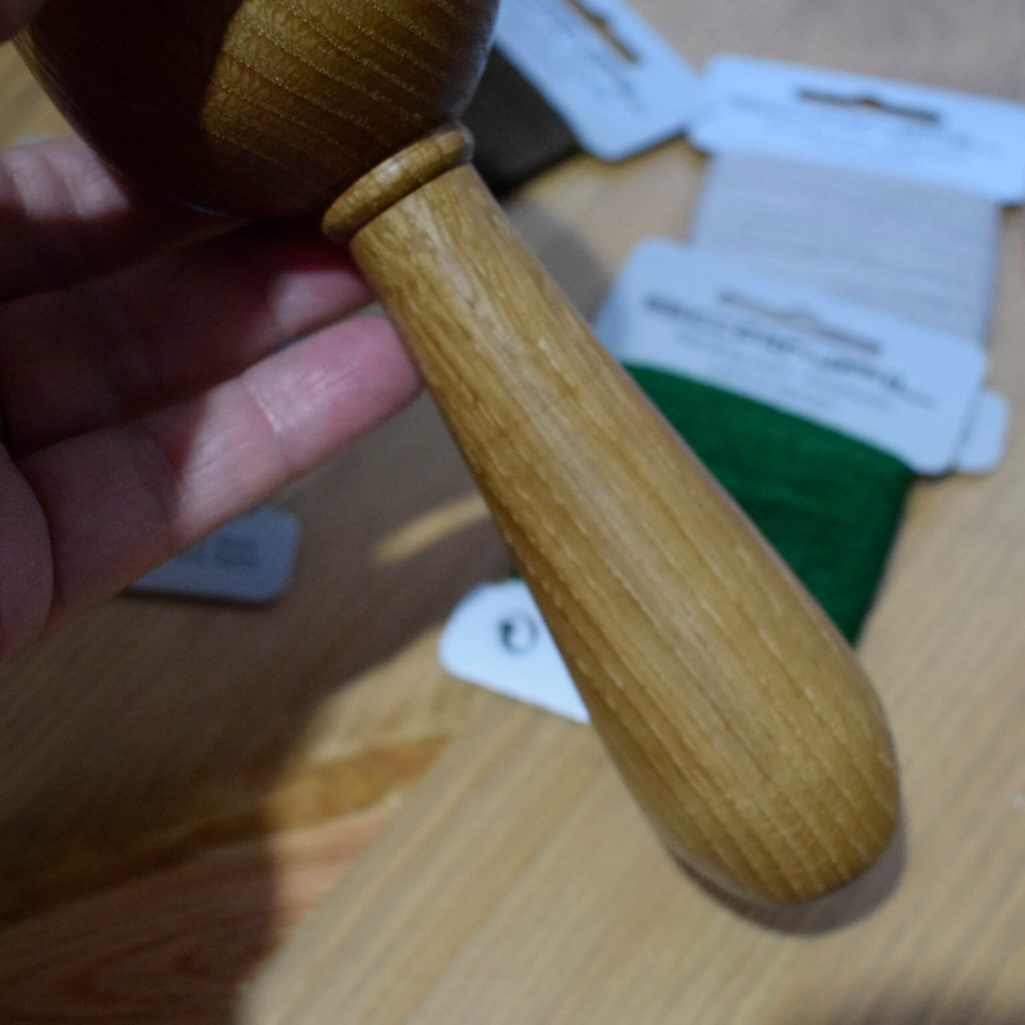 Darning Egg with Handle – Hand-Turned Recycled Hardwood (Oak, Beech or Teak) - Image 3