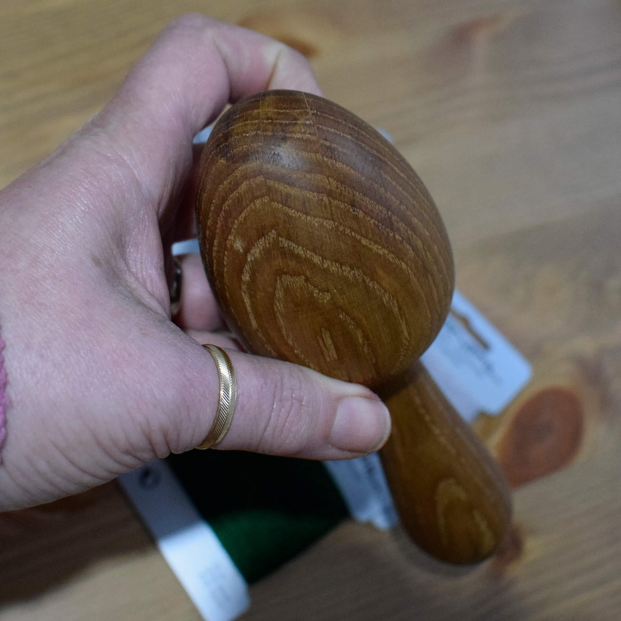 Darning Egg with Handle – Hand-Turned Recycled Hardwood (Oak, Beech or Teak) - Image 4