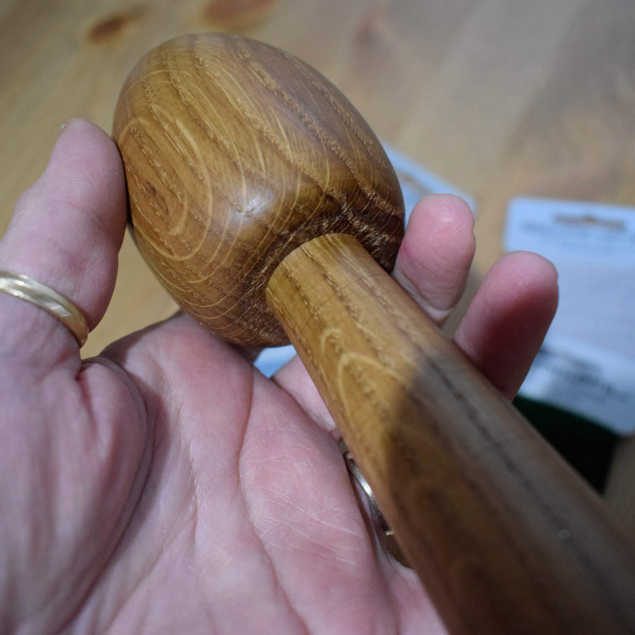 Darning Egg with Handle – Hand-Turned from Recycled Hardwood (Oak, Beech or Teak) - Image 2