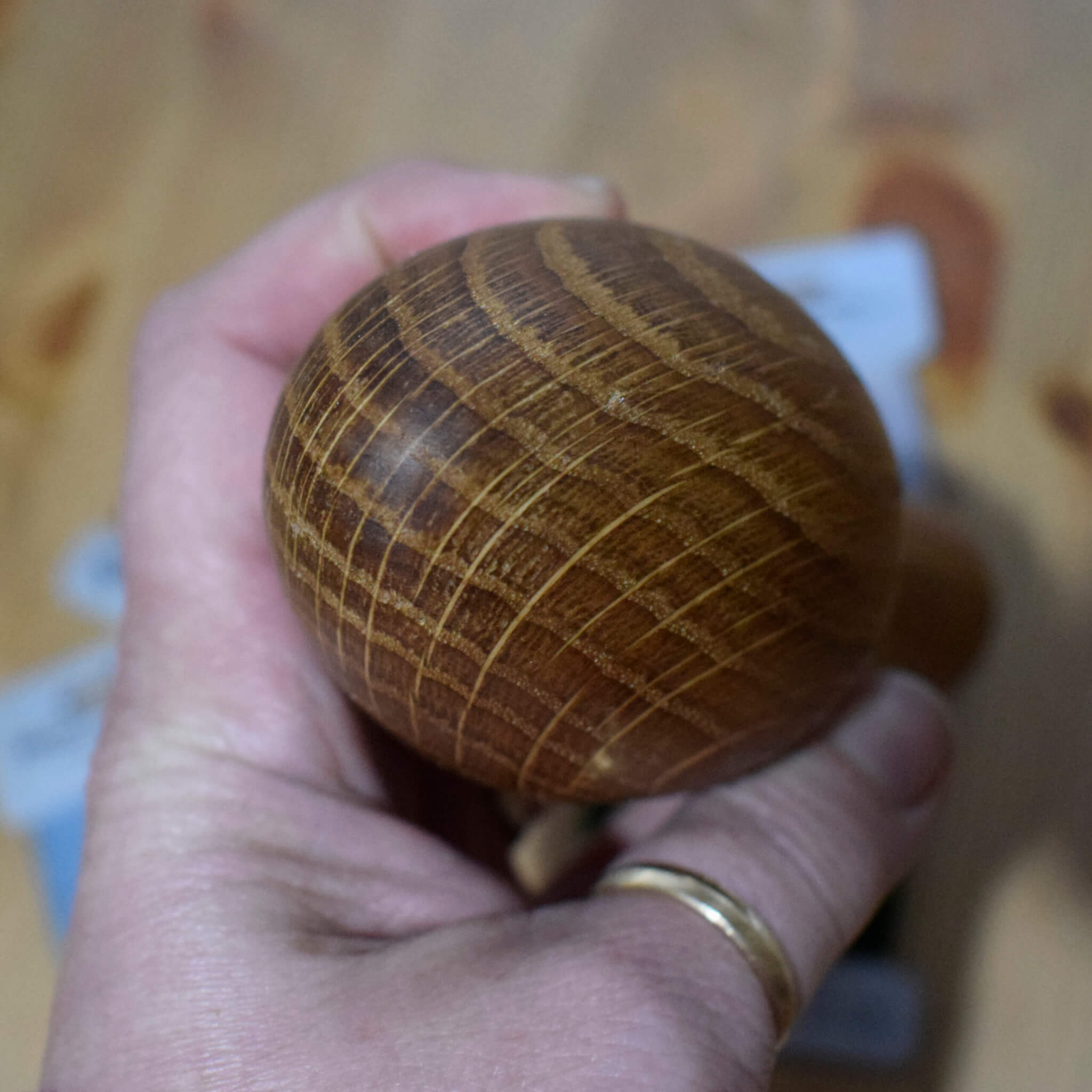 Darning Egg with Handle – Hand-Turned from Recycled Hardwood (Oak, Beech or Teak) - Image 4