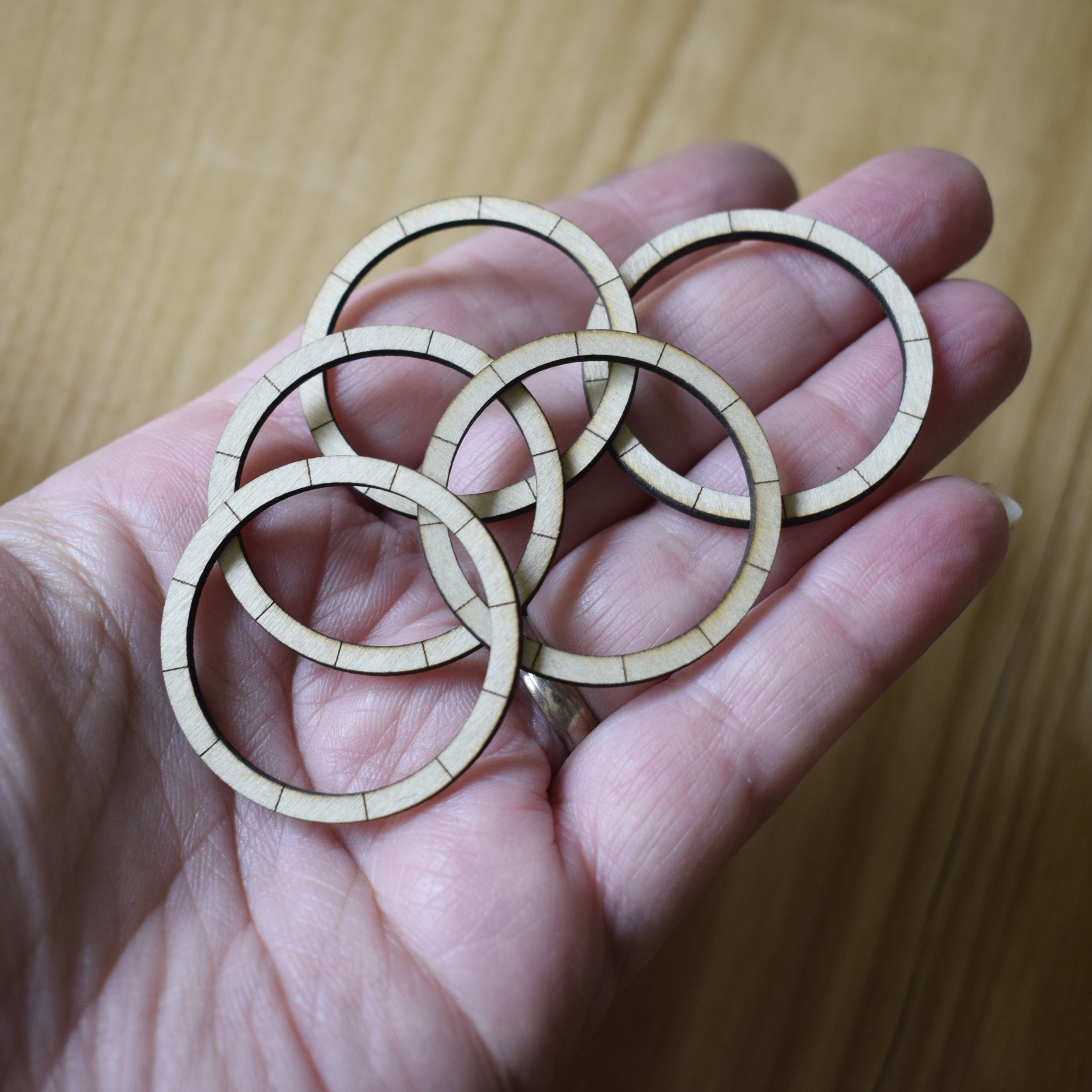 Wooden Rings Flat with Guide Lines Pack of 10 - Choice of 6 Sizes - 2mm - Image 13