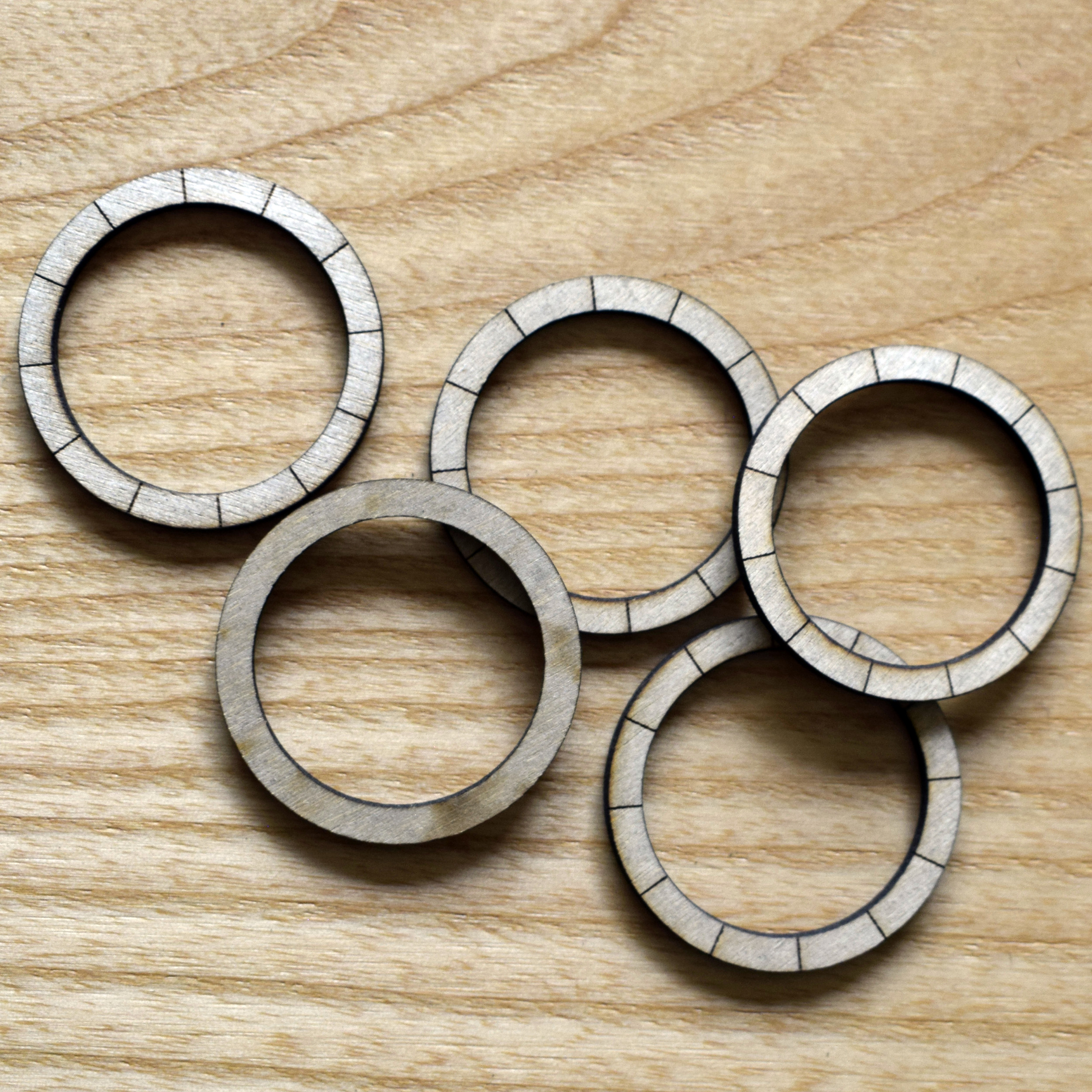 Wooden Rings Flat with Guide Lines Pack of 10 - Choice of 6 Sizes - 2mm - Image 8