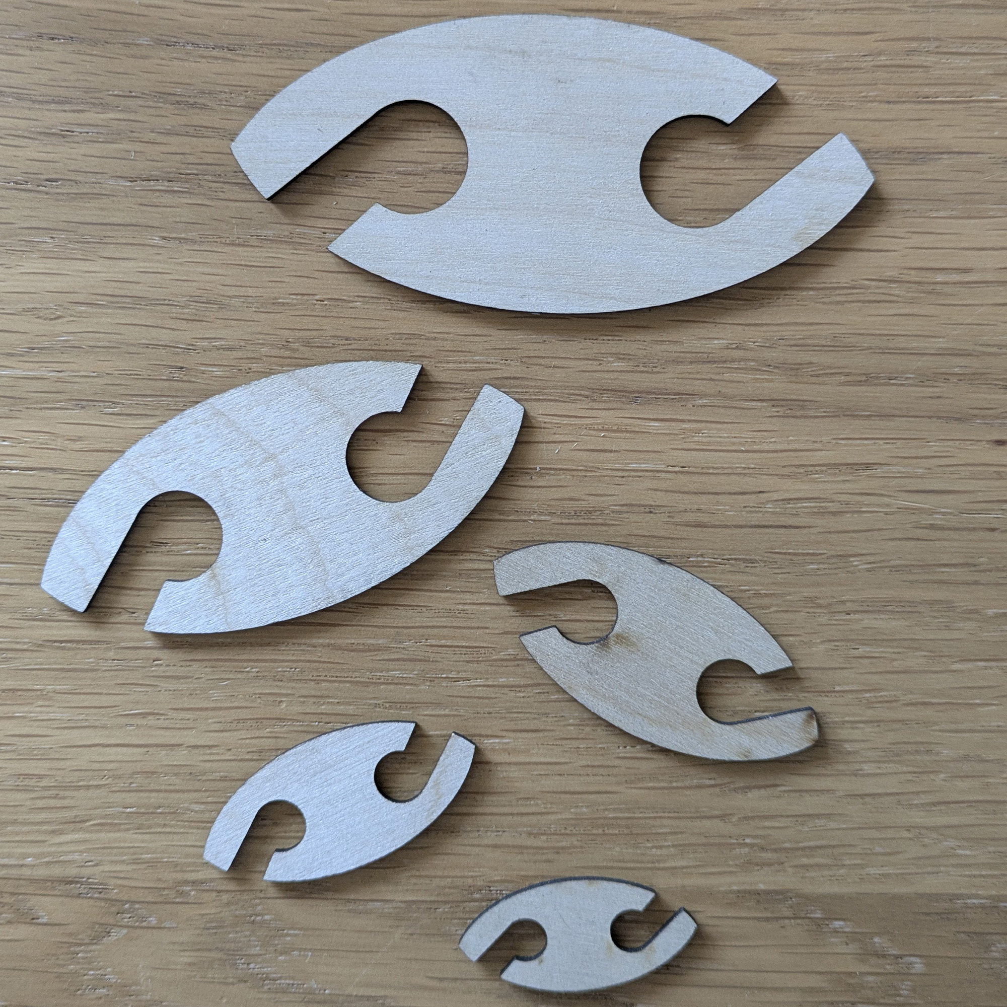 Wooden Thread Shuttles – Sample Pack of 5 Sizes – Birch Plywood - Image 5