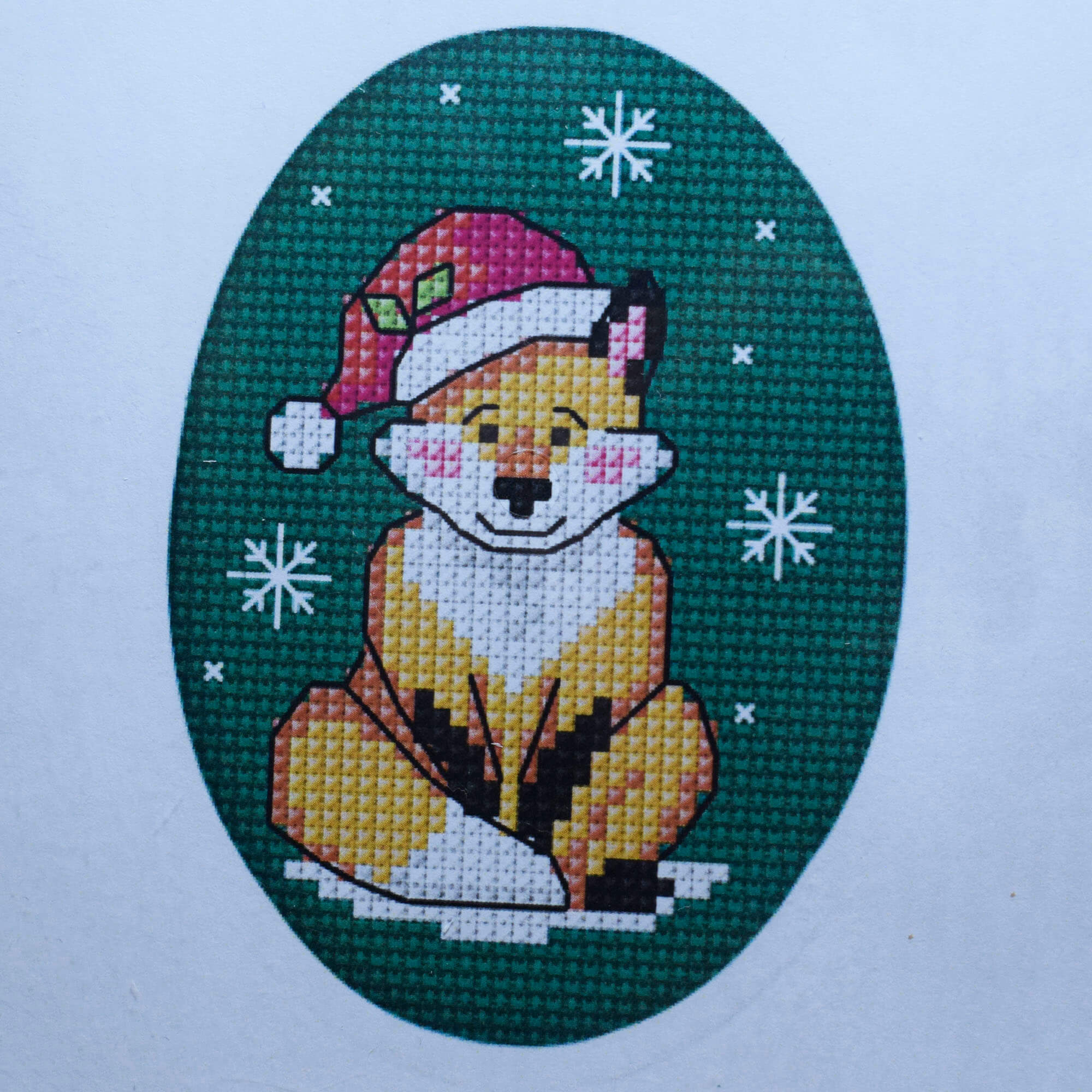 Christmas Hat Fox Greeting Card Cross-Stitch Kit