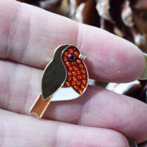 Robin Shank Button 25mm - Metal Enamel Diamante Detail