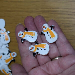 White Snowman With Yellow Scarf Shank Button 27mm - Nylon - Pack of 3