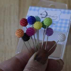 Jelly Spogs Style Pearlised Head Sewing Pins – 55 mm – Pack of 12 in Box