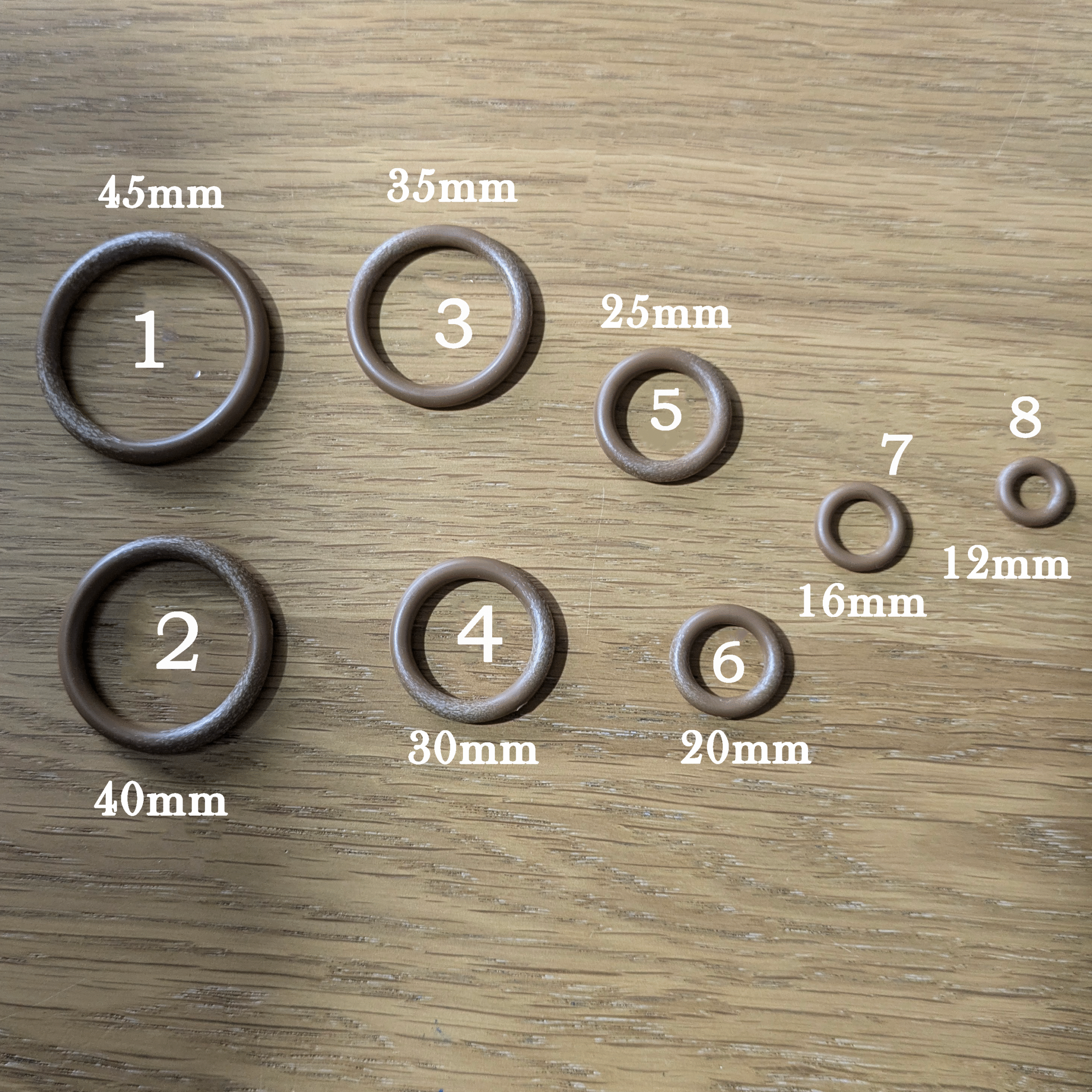 Brown Recycled Plastic Macramé Rings - Pack of 10 - 8 Sizes - Image 4