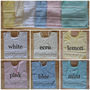 Baby Bib Cotton Towelling with Aida Band - Personalise in Cross Stitch