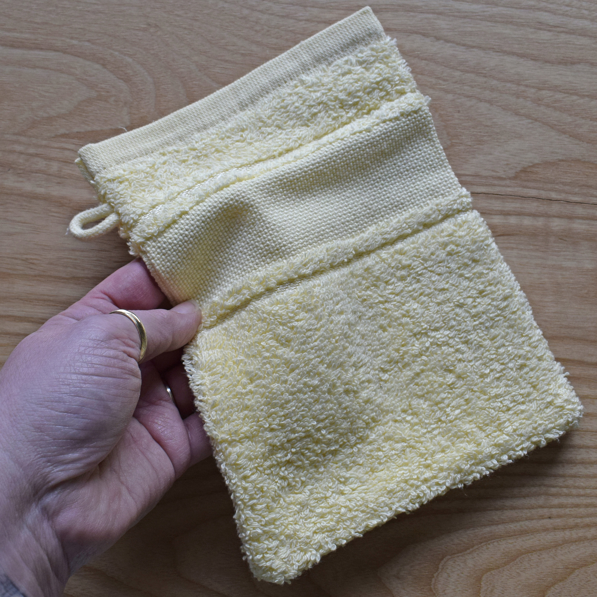 Wash Mitt Cotton Towelling with Aida Band to Personalise in Cross Stitch - Image 3