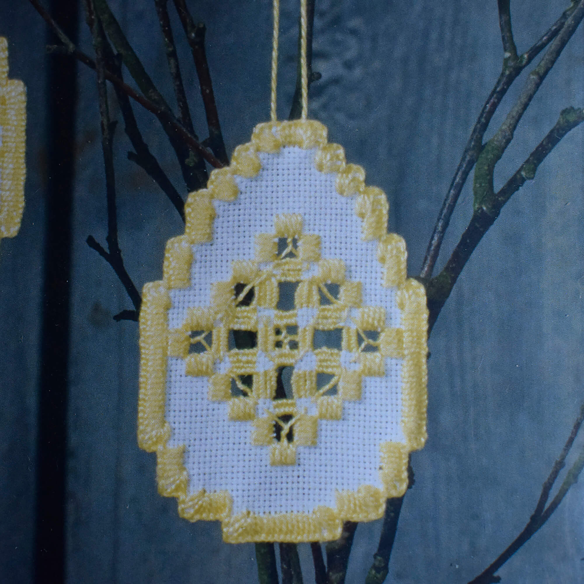 Easter Hardanger Kit - Yellow Egg Decorations 8841 by Permin - Image 4
