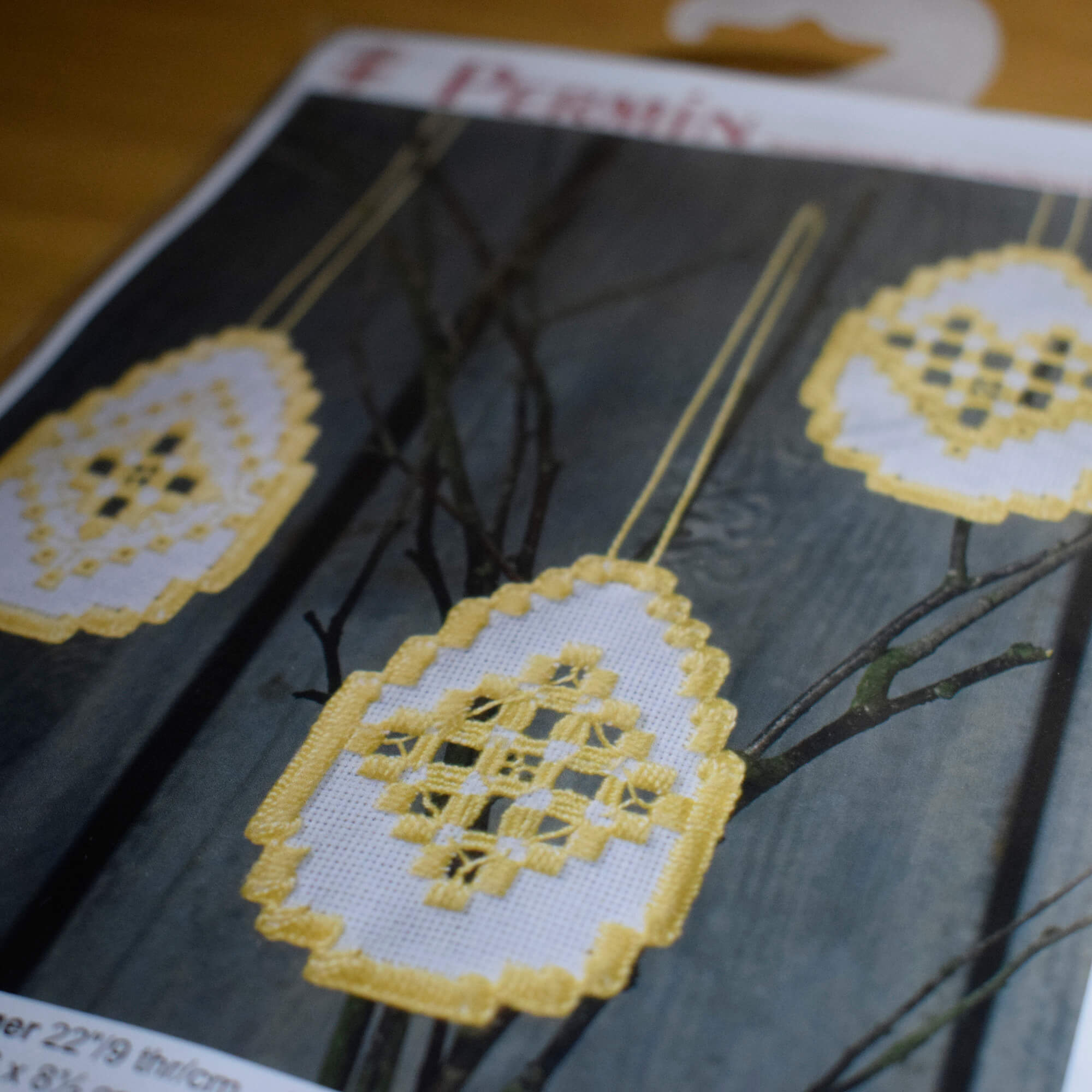 Easter Hardanger Kit - Yellow Egg Decorations 8841 by Permin - Image 2