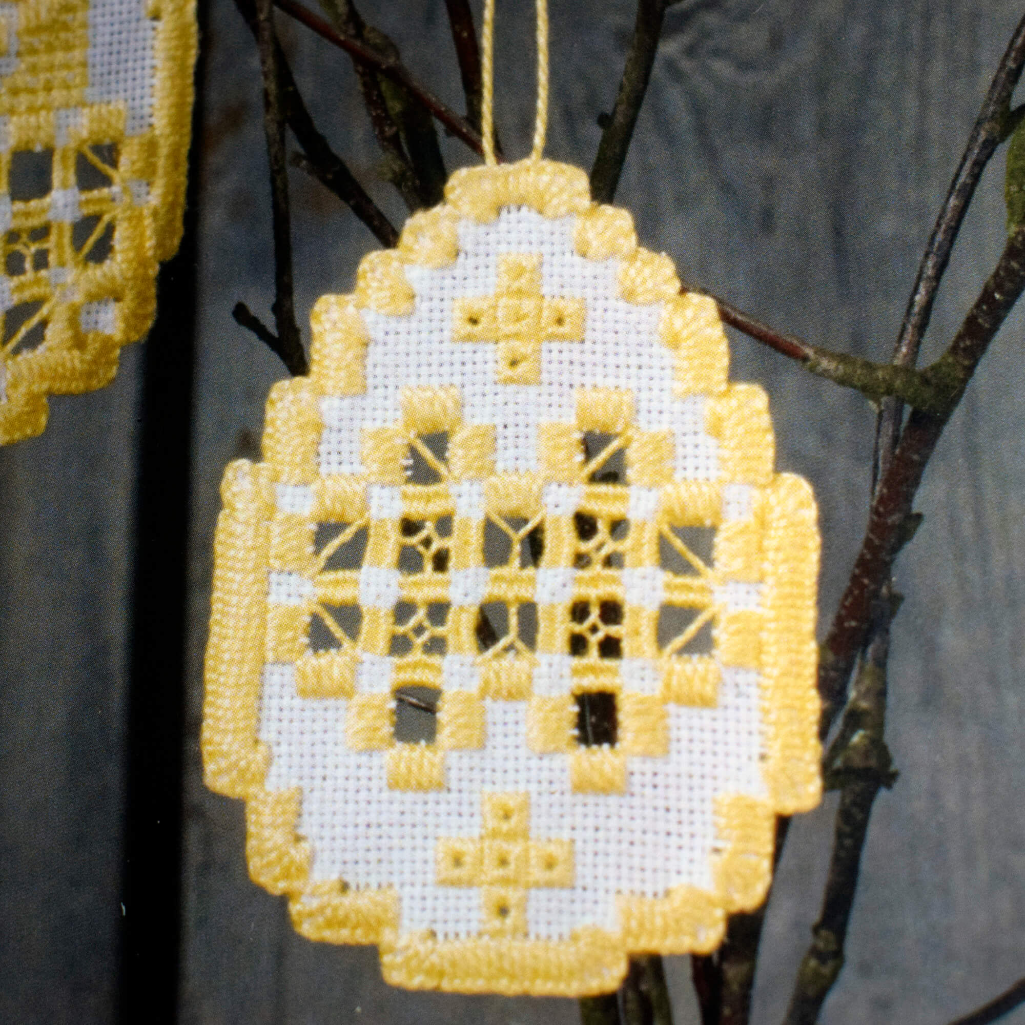 Easter Hardanger Kit - Yellow Egg Decorations 8842 by Permin - Image 2