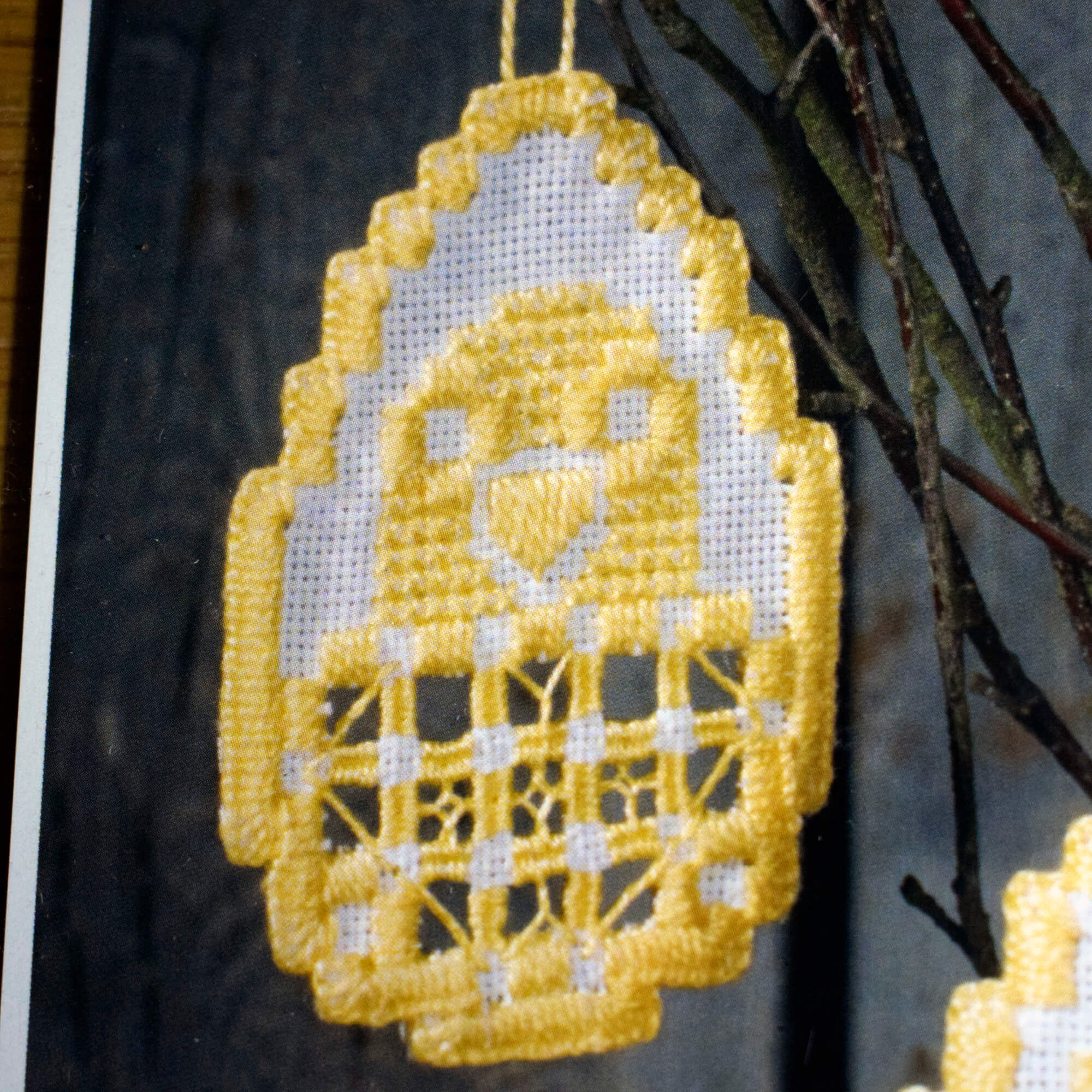 Easter Hardanger Kit - Yellow Egg Decorations 8842 by Permin - Image 3