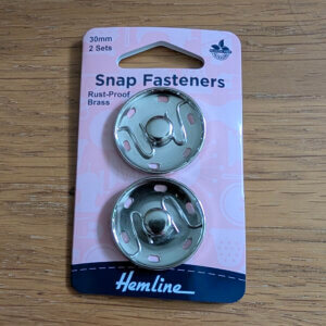Sew On Snap Fasteners 30mm - Rust Proof Brass Nickel