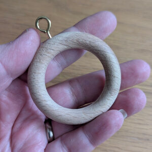 Unfinished Beech Wooden Ring with Brass Eye - 56x38mm