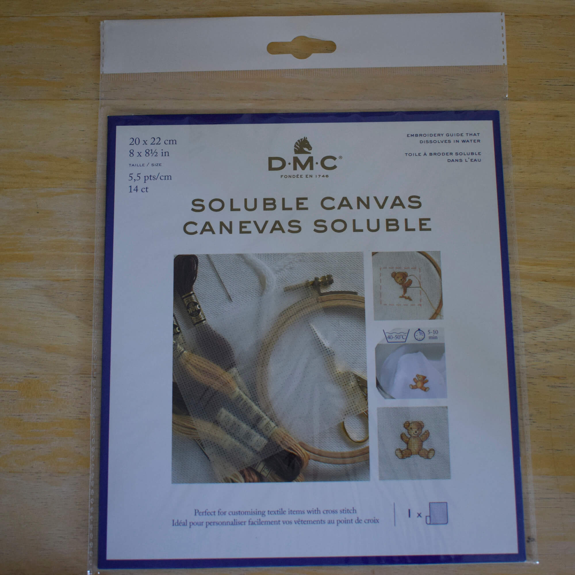 DMC Soluble Canvas 14 Count - 20 x 22cm - Single Sheet
