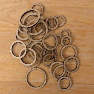 Wooden Rings - Flat with Guide Lines - Assorted Pack of 30